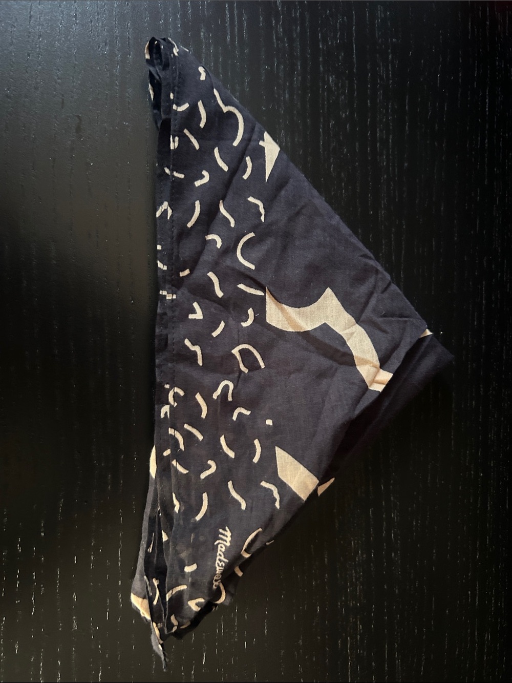 Madewell Black and Cream Patterned Bandana Scarf